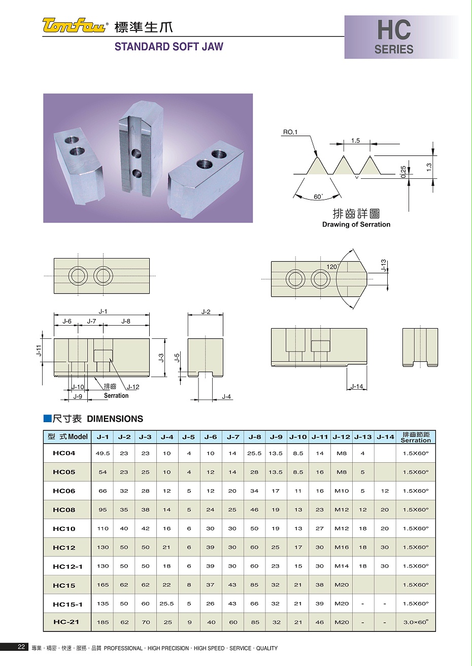 通福標(biāo)準(zhǔn)生爪軟爪HC系列